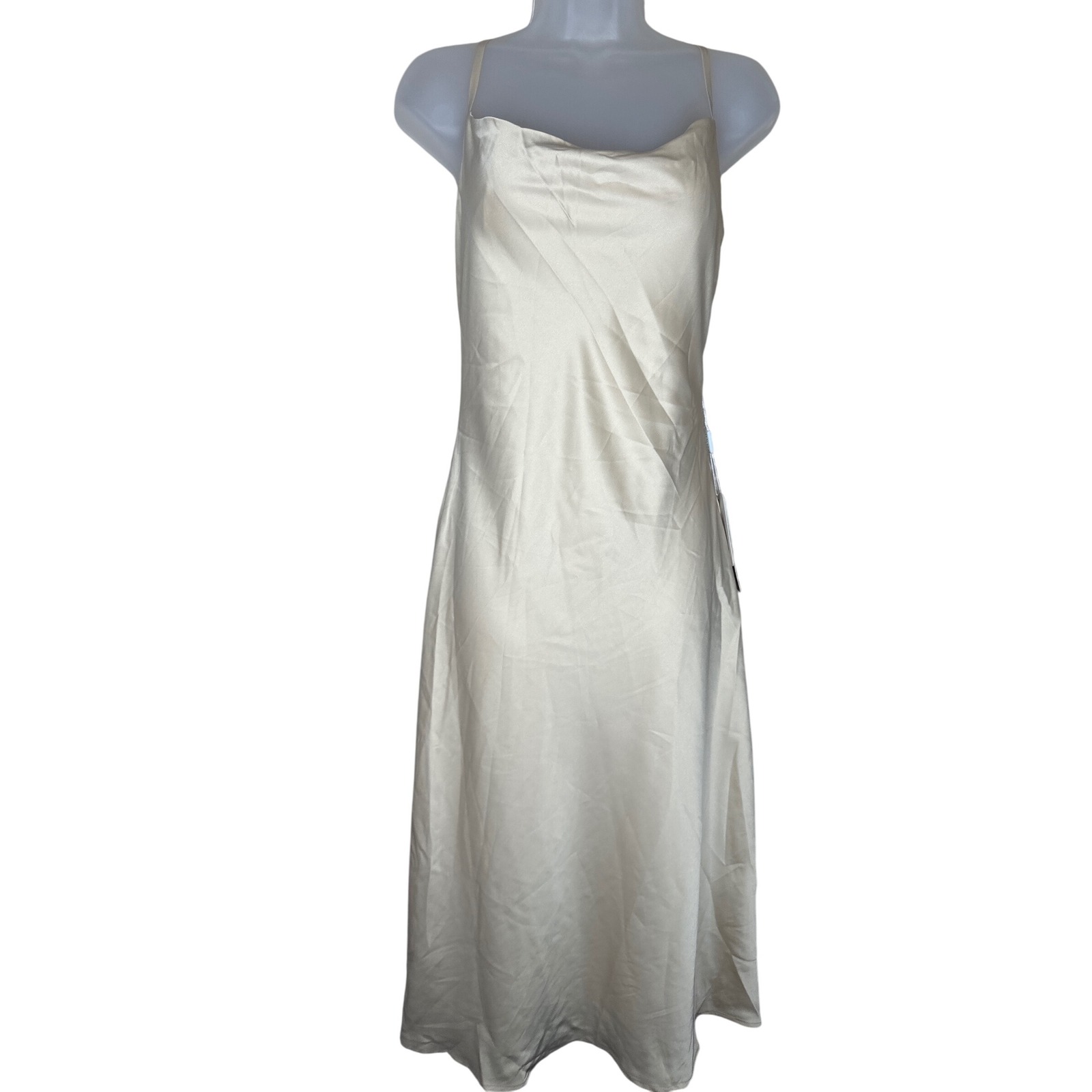 Stacees Champagne Slip Dress Criss Cross Back Wedding Special Occasion Us4